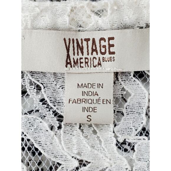 VINTAGE AMERICA BLUES Lace Sleeve Top Sz S - Picture 8 of 10